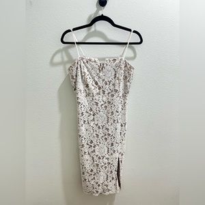 Lulus white beige lace dress